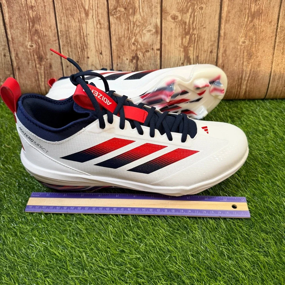 Adidas Adizero Impact TPU 2.0 USA Baseball Cleats Mens size 13 White Red Navy